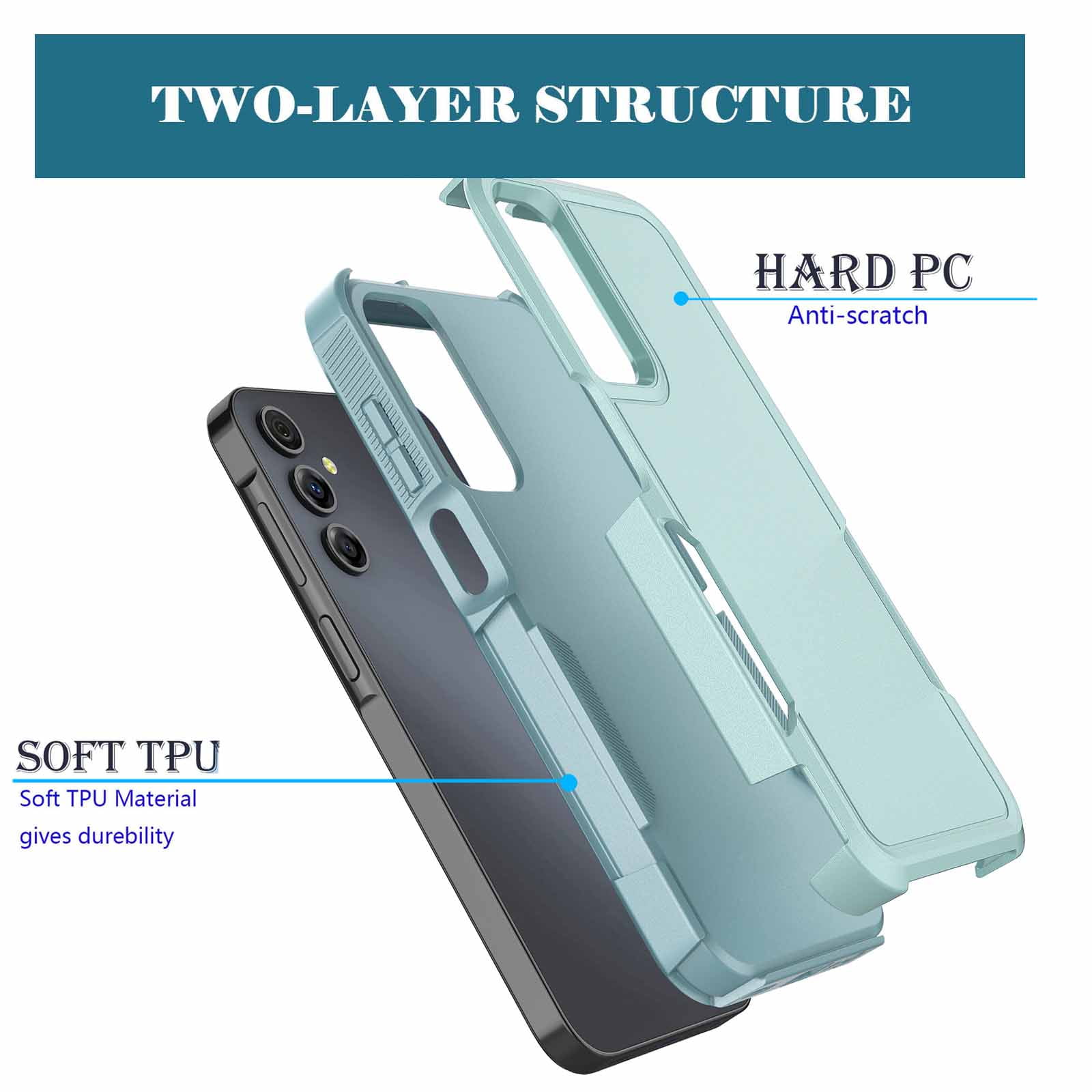 Samsung Galaxy A16 Case,Sturdy Phone Case for Galaxy A16 2025 6.7 inch,Njjex Shockproof Protection Heavy Duty Armor Hard Plastic & Rubber Rugged Bumper 2-in-1 Case Cover-Green