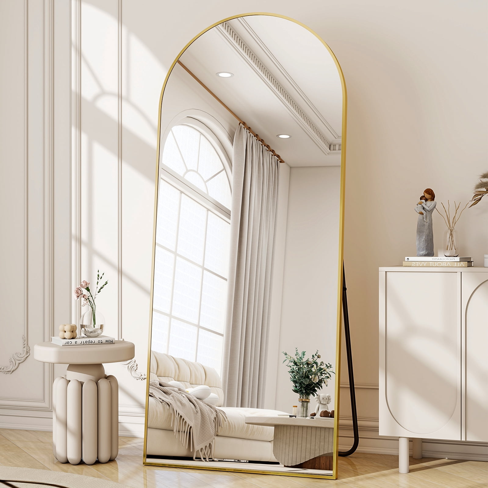 AUROMIR 71"x26" Arched Full Length Mirror Floor Mirror Full Body Standing Mirror, Gold