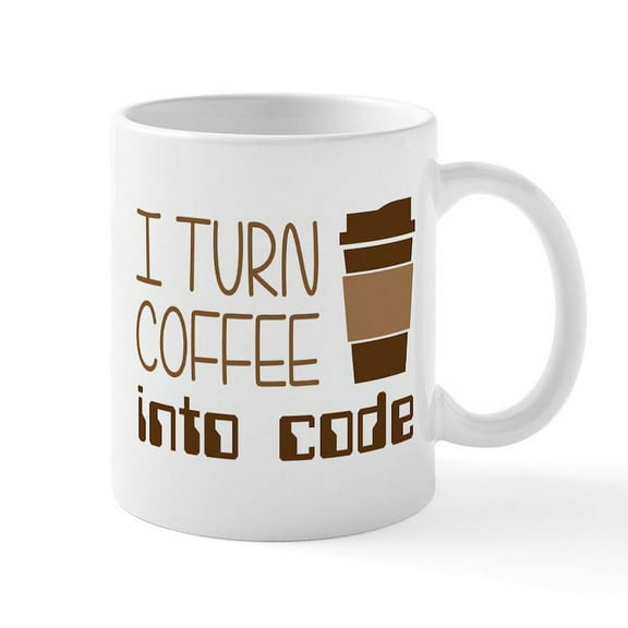 CafePress - I Turn Coffee Into Programming Code Mugs - 11 oz Ceramic Mug - Novelty Coffee Tea Cup