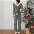 thumbnail image 3 of cocolona Womens Winter Onesies Pajamas Fleece Fuzzy Hooded Jumpsuit Christmas Pajamas Soft Romper Warm One Piece Sleepwear Loungewear, 3 of 8