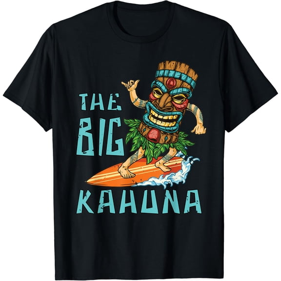 Tiki Big Kahuna Surfer Tropical Hawaiian T-Shirt
