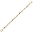thumbnail image 2 of Gem Stone King 18K Yellow Gold Plated Silver Moissanite and Blue Created Sapphire and Lab Grown Diamond Bracelet for Women (2.17 Cttw, Gemstone Birthstone, Round 4MM, 7.5 inch), 2 of 6