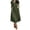 Army Green, variant on Women's Short Sleeve Button Side Midi Dress - Waist-Defining Solid Color A-Line Dress with Pockets for Office Work, Daily Wear, and Professional Settings