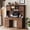 Walnut + Engineered Wood 52L, variant on 55" Farmhouse Executive Desk with Charging Station & Power Outlet, Home Office Computer Desk with 5 Drawers and Cabinet, Rustic Wood Writing Study Table with File Drawer, Walnut