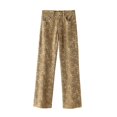 thumbnail image 3 of HH TRAF Pantalones vaqueros elegantes de verano para mujer, con bolsillos, botones, estampado animal, cintura media, pierna ancha, pantalones vaqueros de calle para mujer, 3 of 5