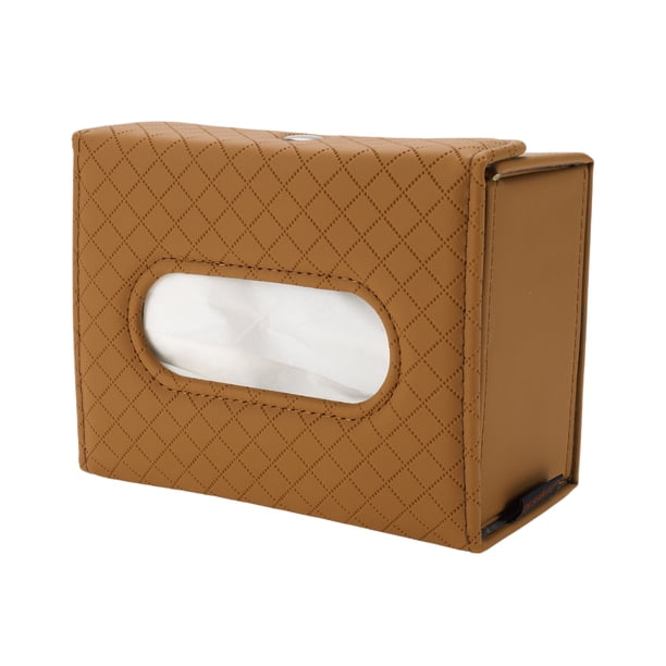 Soporte para Pañuelos de Coche Universal de Bargains Únicos, Funda para Caja de Pañuelos, Organización de Pañuelos Extra Grande para Asiento Trasero de Coche, 17.5x13.5x8cm Cuero Sintético Marrón