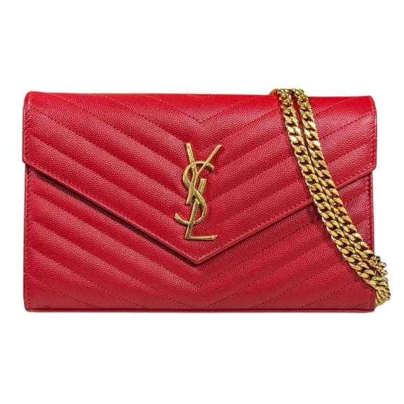 Pre-Owned Saint Laurent Cassandra Classic Shoulder Bag, Leather, 377828, Red,... (Good)