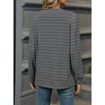 thumbnail image 2 of Long Sleeve Shirts for Women Striped V Neck Pullover Loose Fit Y2K Tops Button Fall Outfits for Women Dark Gray XXL, 2 of 7