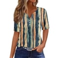 thumbnail image 4 of Olyvenn Short Sleeve Shirts for Women Summer Tops 2026 Plus Size Casual Button Down V Neck Loose Fit T Shirts for Women Yellow M, 4 of 7