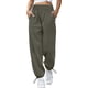 thumbnail image 2 of Pantalones anchos con cordón para mujer: pantalones deportivos de color liso para uso informal y de invierno, 2 of 5