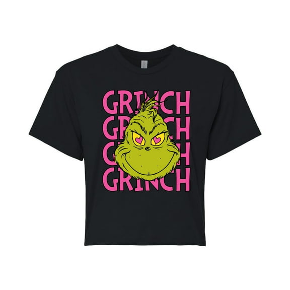The Grinch - Grinch Stacked - Juniors Cropped Cotton Blend T-Shirt