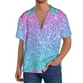 thumbnail image 3 of Disketp Men's Hawaiian Multicolor Glitter Print Shirts Button Down Holiday Beach Shirts-XX-Large, 3 of 7