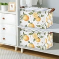 thumbnail image 2 of Yayeee Foldable Storage Basket for Shelves with Handles Set of 2 Waterproof Cloth Bins, White Watercolor Oranges, 2 of 7