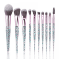 thumbnail image 1 of 10pcs Makeup Brush Set Acrylic Soft Hair Crystal Handle Beauty Tool (Green), 1 of 1