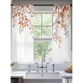 thumbnail image 3 of Sheer Curtains 63 Inches Long, Fall Leaves Light Filtering Window Curtains for Living Room, Farmhouse Orange Eucalyptus Leaf Floral Rod Pocket Voile Sheer Curtain Drapes, 52"W x 63"L, 2 Panels, 3 of 8