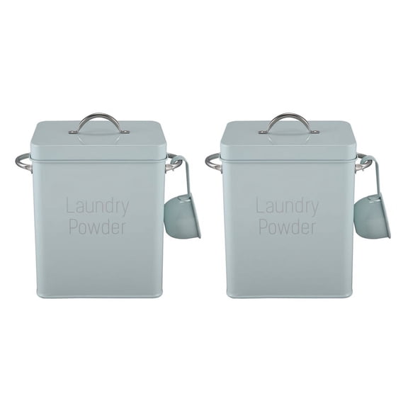 2X Beautiful Powder Laundry Powder Boxes Storage with Scoop Green