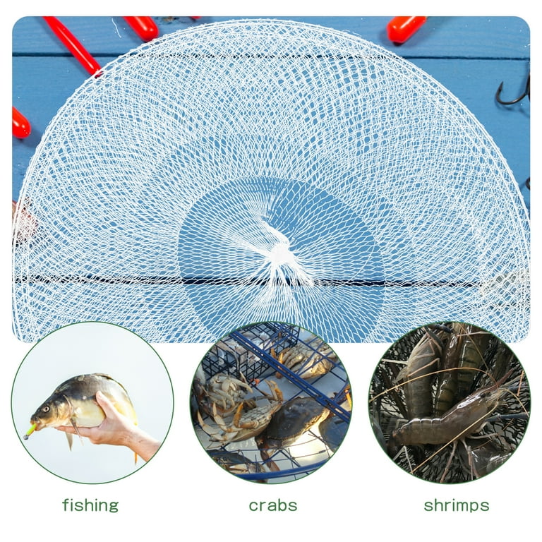 Crayfish Trap Turtle Traps for Ponds Minnow Freshwater Fishing Net Crawfish Crab Nets Crabbing Rope Bag White, Size: 33x33cm