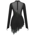 thumbnail image 2 of YONGHS Women's Figure Ice Skating Dress Long Sleeve Irregular Hem Gymnastics Dance Costume Black XXL, 2 of 6