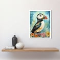 thumbnail image 2 of Puffin Bird With Flowers Folk Art Art Print Framed Poster Wall Decor 12x16 inch, 2 of 5