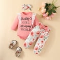 thumbnail image 3 of Gyratedream Newborn Baby Girl 3PCS Outfits Clothes Infant Girl Outfits Long Sleeve Ruffle Romper + Floral Pants + Headband Set, 3 of 10