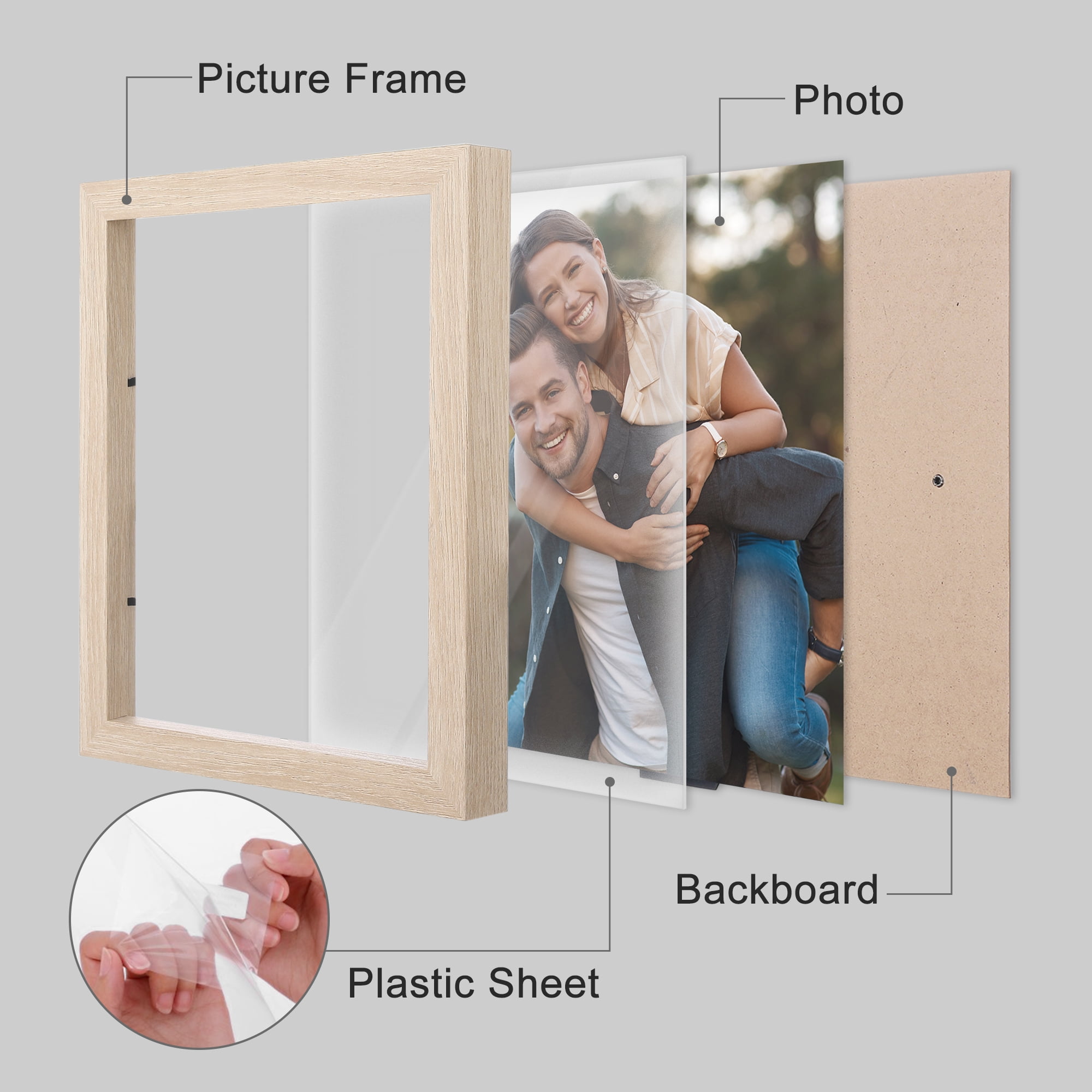 Unique Bargains Picture Frame Rustic Texture Frame Distressed Farmhouse Brown -3Pcs 4x6