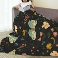 thumbnail image 3 of LNWH Moths Leaves Seamless Floral Pattern Throw Blanket, Flannel Sofa Blankets for All Seasons, 50"x40", 3 of 8