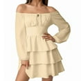 thumbnail image 3 of HXWCHs A Solid Color One Shoulder Casual Dress for Women S C-Beige, 3 of 8