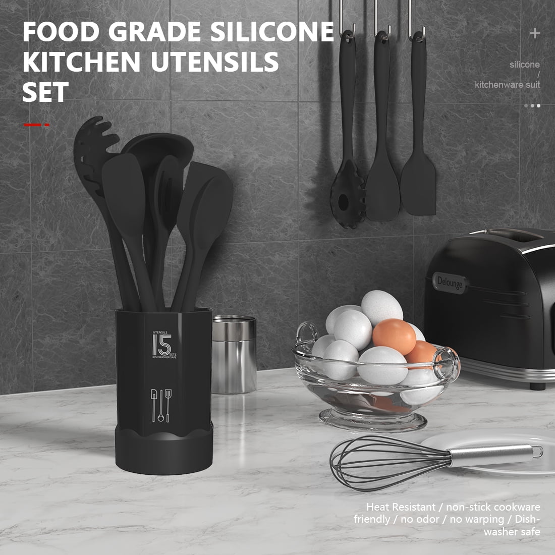 14 Pcs Silicone Cooking Utensils Kitchen Utensil Set - 446°F Heat