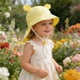 thumbnail image 2 of Xijirk Kids Bear Ear Bucket Hat Solid Beige Color Cute Animal Design Wide Brim with Adjustable Chin Strap Breathable Cap for Outdoor Beach,Yellow,1-4 Years, 2 of 4