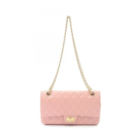 Pre-Owned CHANEL 2.55 Matelasse Double Flap Shoulder Bag, Leather, Women's, Pink (Fair)