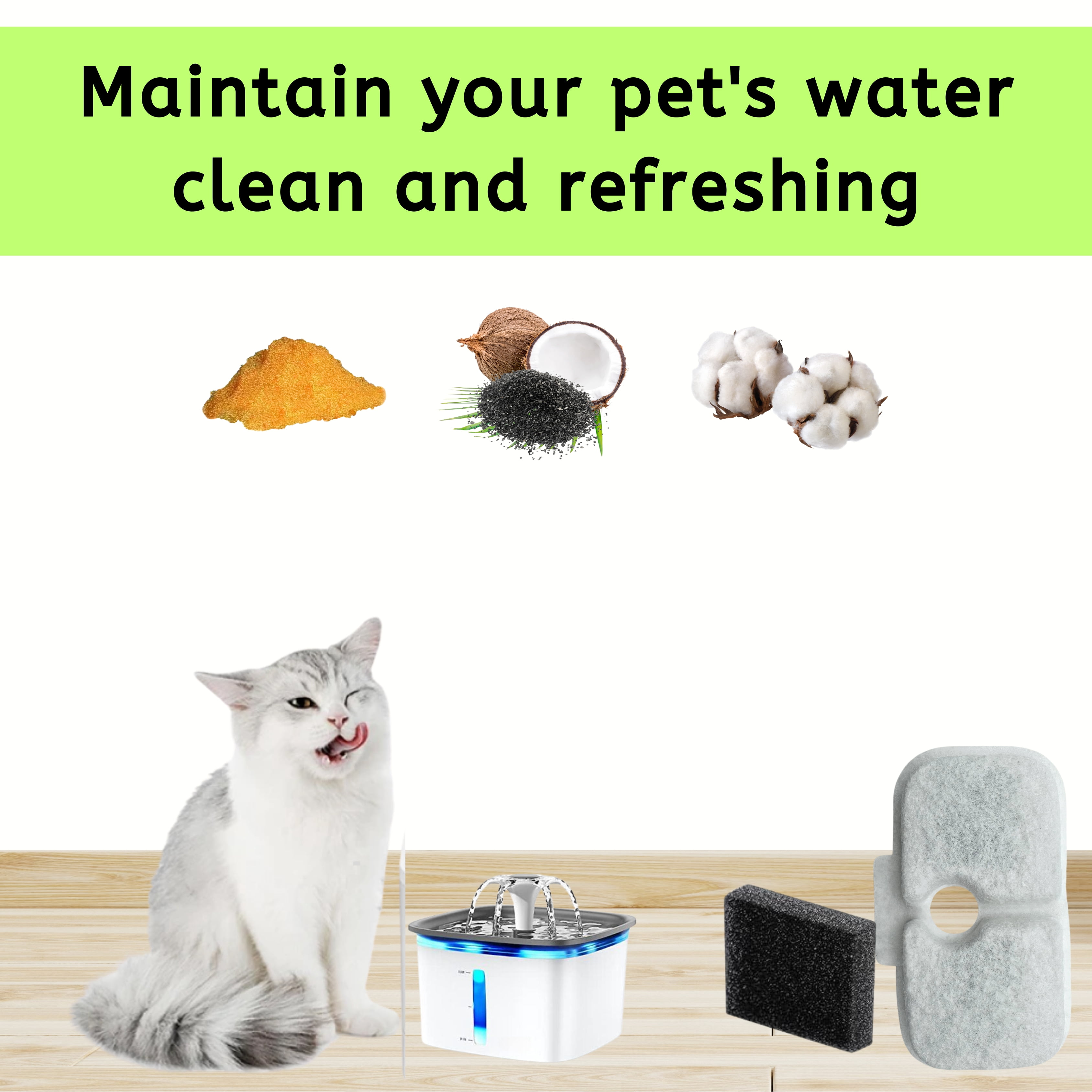 NISPIRA Dog Cat Water Fountain Activated Charcoal Water Filter Kit Replacements For Petlibro PLWF005 PLWF115 PLWF105, Triple Filtration System Replacement Filter with Pre-filter Sponge, 24 Packs
