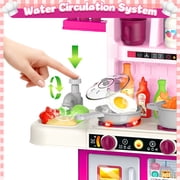LINXUXIE Kids Kitchen Playset,Toddler Kitchen Playset with Sound & Light,Cooking Stove,Play Sink,Play Food Toy and Kitchen Accessories,Play Kitchen for Toddlers ,Perfect Gifts for Girls Boys