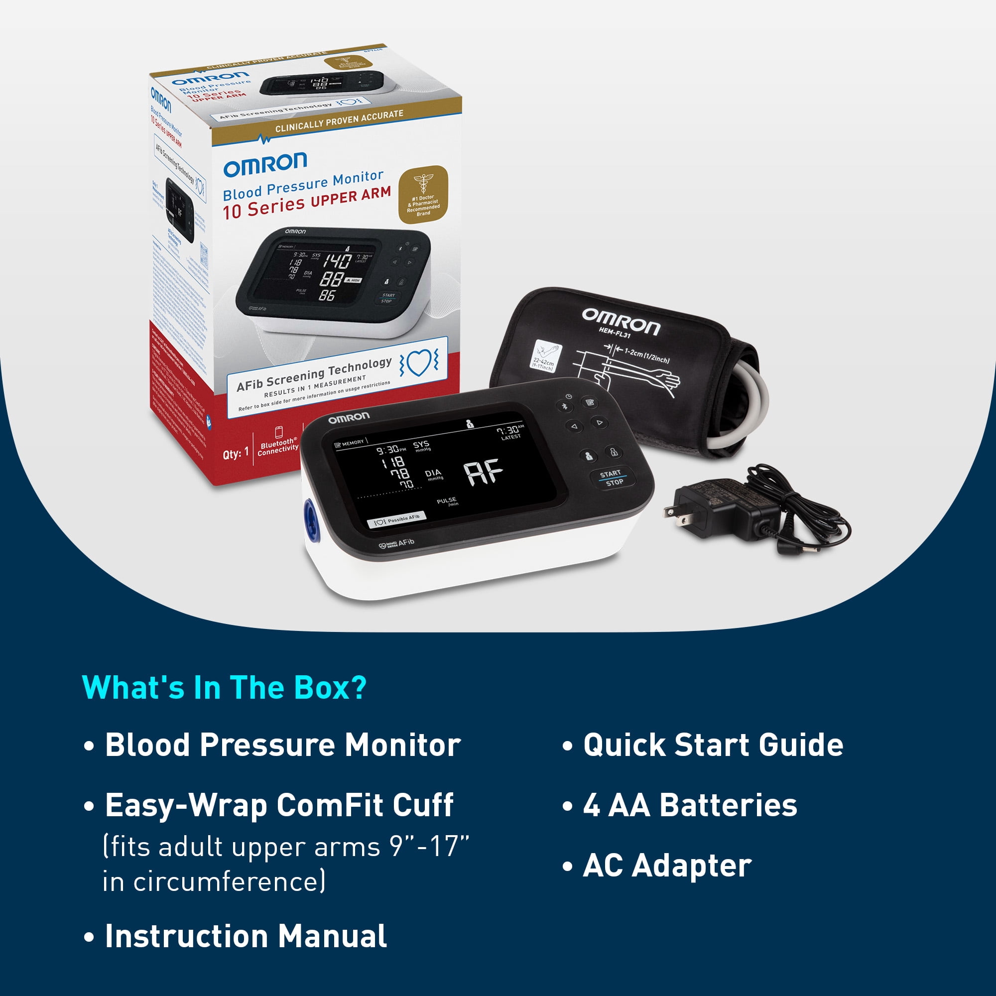 (2 pack) OMRON 10 Series Upper Arm Blood Pressure Monitor and Arm Cuff with AFib Detection for Home Use