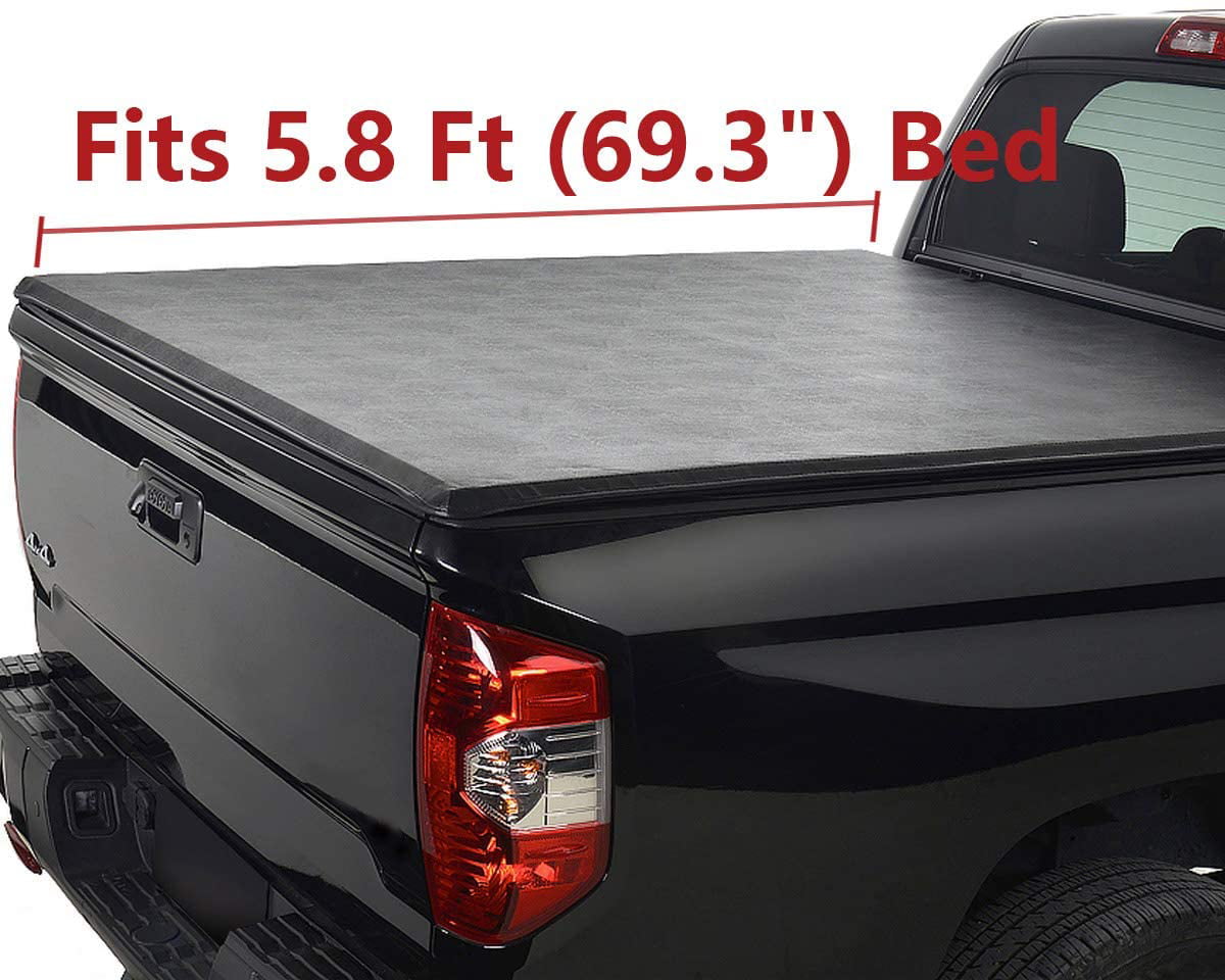Clamp On No Drill Top Mount Assembly w/Rails+Mounting Hardware Fit 14-18 Chevy Silverado/GMC Sierra 1500 Pickup 5.8ft Fleetside Bed North Mountain Soft Vinyl Roll-up Tonneau Cover 