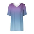 thumbnail image 4 of Annhoo Women'S Summer Clothes Oversized V-Neck Gradient Tops Loose Short Sleeve Blouse Going Out Trendy T-Shirts, 4 of 7