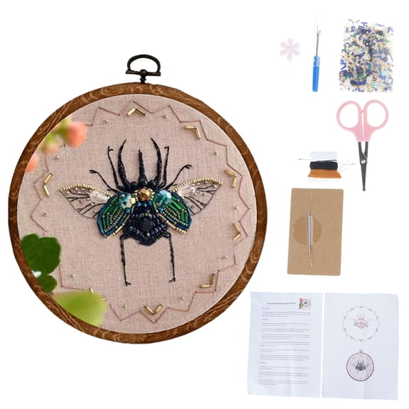Beaded Embroidery Set Includes Embroidery Hoop Embroidery Cloth Pattern Thread