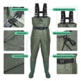 thumbnail image 3 of Chest Waders, Fishing Hunting Waders with Non-Slip Boots Unisex, Two-ply Waterproof Nylon/PVC Bootfoot Wader, Geen Size 12, 3 of 7