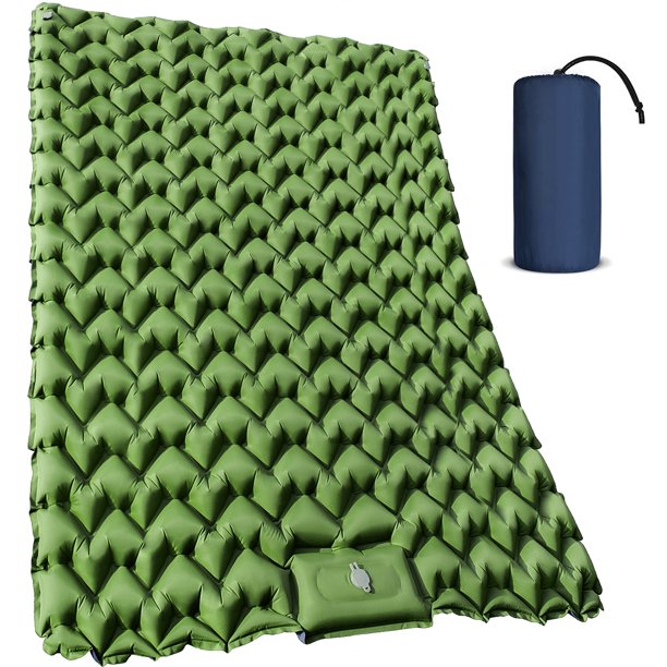 Double Sleeping Pad, 4" ExtraThick Camping Pad with Pillow Inflatable Sleeping Mat for