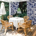 thumbnail image 4 of Retro Flower Outdoor Curtains for Patio Waterproof, Spring Abstract Dark Blue Floral Pattern Vintage Grommet Curtains for Porch Outside Privacy Drape for Gazebo Garden Pergola, 1 Panel, 54x108in, 4 of 9