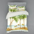 thumbnail image 2 of Ambesonne Tropical Bedding Set 3 Pcs, Sandy Beach and Palm Trees, Twin, Pale Brown Fern Green, 2 of 3