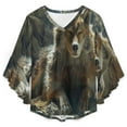 thumbnail image 4 of Wolf In Cave Women's V-Neck Blouse With 3/4 Ruffled Bell Sleeves Casual Top Ladies Blouses, 4 of 7