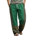 thumbnail image 2 of Tsivenald Linen Pants Men Baggy Harem Vacation Trousers Ethnic Printed Patchwork Breathable Loose Fit Mens Bohemian Beach Bottoms, 2 of 5