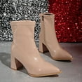 thumbnail image 5 of Viluyesy Womens Mid Calf Boots, Block Heels Ponited Toe Zipper Fashion Elegant Dress Boots Khaki US5.5, 5 of 9