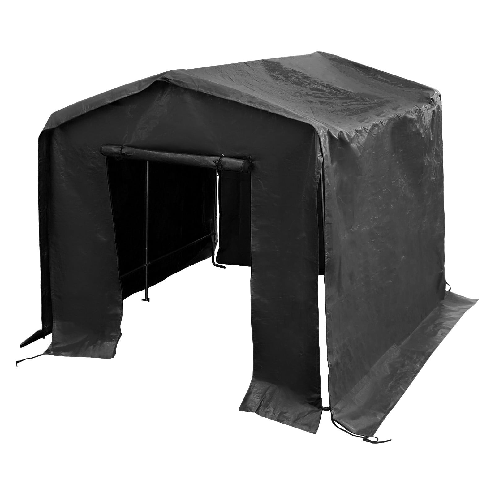Outdoor Carport Shelter, 8x8x8ft Metal Frame Carport Canopy Cover, Black, Waterproof Tarp Shelter for Car Truck Motorcycle Vehicle Protection
