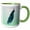 Green/White, variant on 3drose, Purple Peacock with Teal,turquoise and Purple Feathers on Light Green and Lavender Damask Background, 11oz Magic Transforming Mug