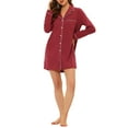 thumbnail image 1 of INSPIRE CHIC Chemise de Nuit à Manches Longues pour Femme, Col à Revers Cranté, Boutonnée, m Rouge, 1 of 6