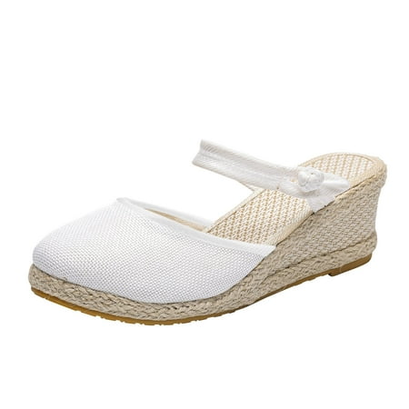 

Fashion Women Solid Color Summer Weave Comfortable Wedges Shoes Beach Round Toe Breathable Sandals Wide Wedge Sandals for Women T Strap Sandals for Women Jewelry Sandals Women Size 38 Soft Cushion