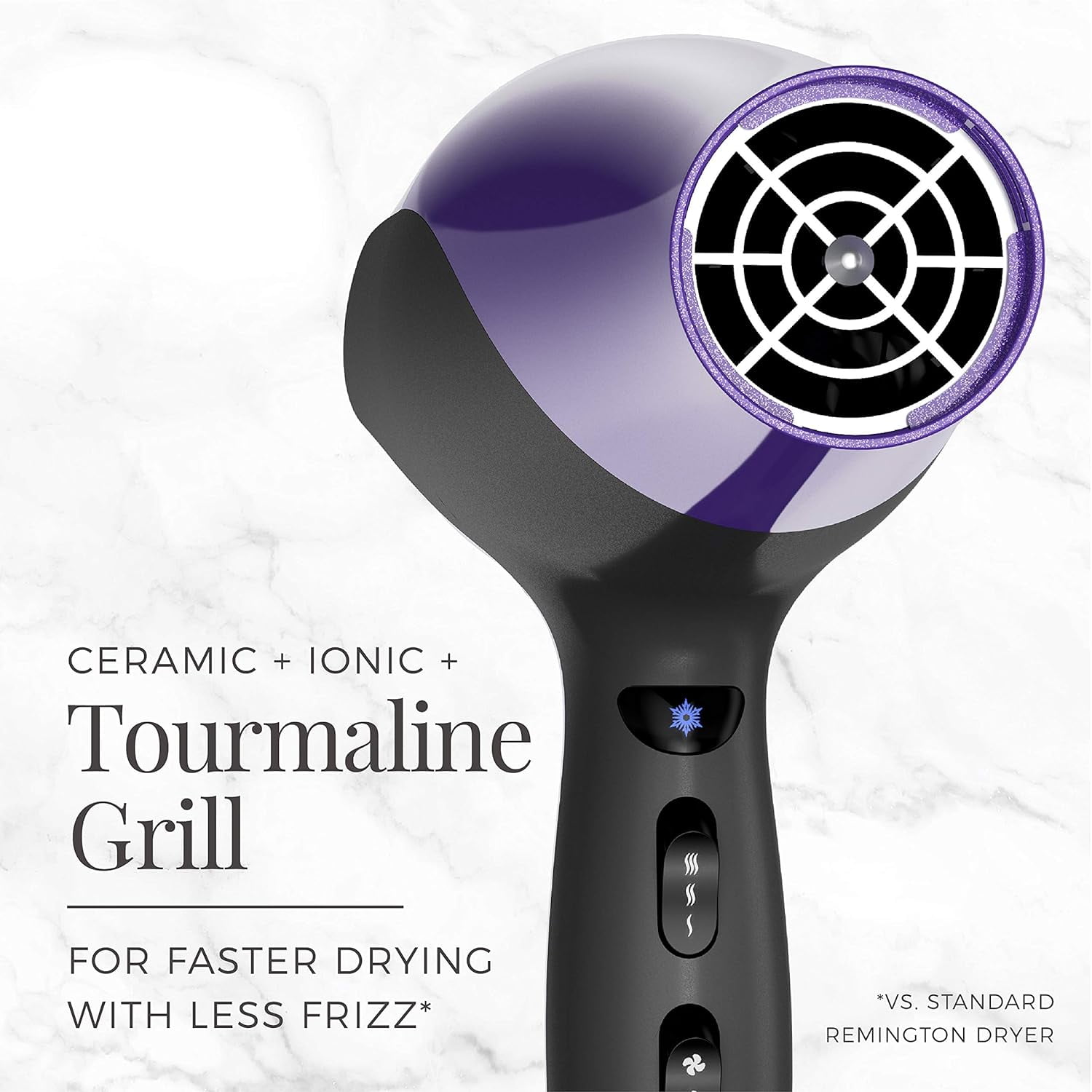 Remington Damage Protection Hair Dryer with Ceramic + Ionic + Tourmaline Technology, Purple, 3 Piece Set