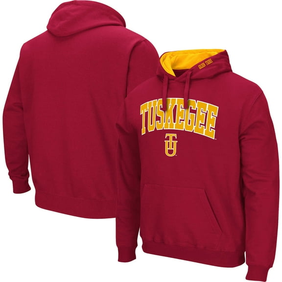 Men's Colosseum Crimson Tuskegee Golden Tigers Arch & Logo Hoodie