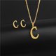 thumbnail image 1 of Colgante de acero inoxidable AZ, collar con inicial y pendientes de tuerca, conjuntos de joyería, colgante del alfabeto, cadena, carta, regalos para mamá, triangulación de envíos Dengxun unisex, 1 of 2
